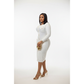 Formal Knitted Long Sleeve Midi Dress