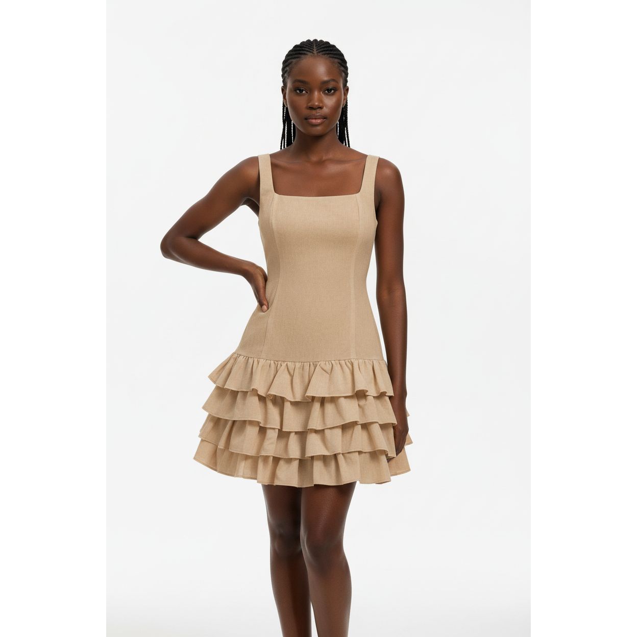 Layered Square Neck Mini Dress