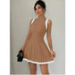 Sleeveless Round Neck Pleated Sweater Dress