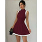 Sleeveless Round Neck Pleated Sweater Dress