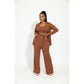 Short Cardigan , Vest & Wide Leg Pants Suit Knitted 3 Piece Set