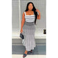 Sleeveless Sexy Stripes Slim Office Maxi Dress