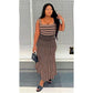 Sleeveless Sexy Stripes Slim Office Maxi Dress