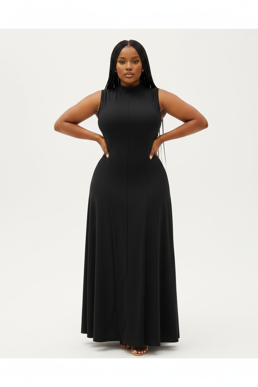 Turtleneck Sleeveless Maxi Dress