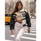 Long Sleeves Loose Letter Logo Embroidered Truncated Jacket