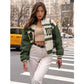 Long Sleeves Loose Letter Logo Embroidered Truncated Jacket
