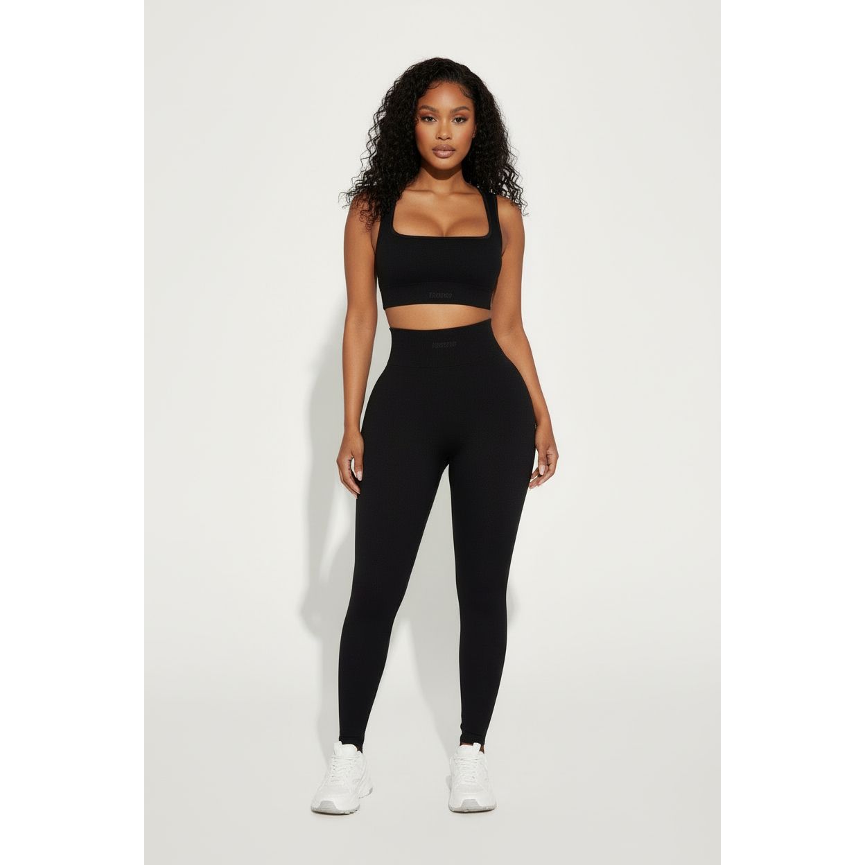 Ribbed Knitted 2 Piece Set Gym Crop Tank Leggings Set