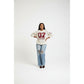 Round-Neck Numbers Print Pullover Sweater
