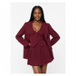 Crop Vest, Long Sleeve Blazer And Pleated Mini Skirt 3 Pieces Set