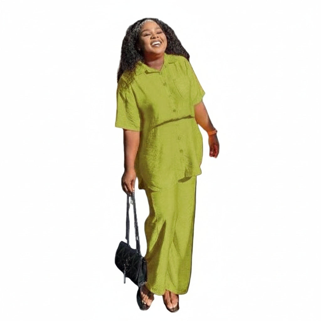 Women's Irregular Top & Wide Pants Set.