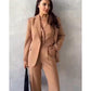 Solid Color Suit Buttoned Jacket, Vest And Pants Set