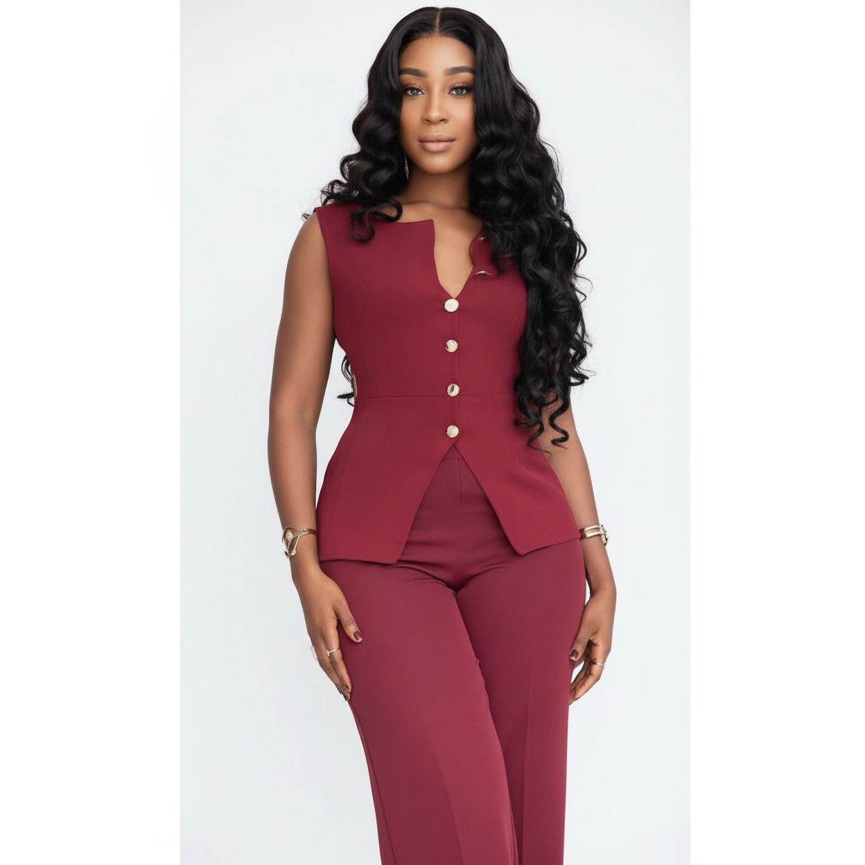 Sleeveless Cotton Front Button Casual Shirt Top