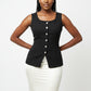 Sleeveless Cotton Front Button Casual Shirt Top