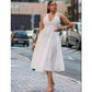 Halter Pleat A-Line Beautiful Style Midi Dress.