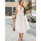 Halter Pleat A-Line Beautiful Style Midi Dress.
