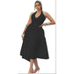 Halter Pleat A-Line Beautiful Style Midi Dress.