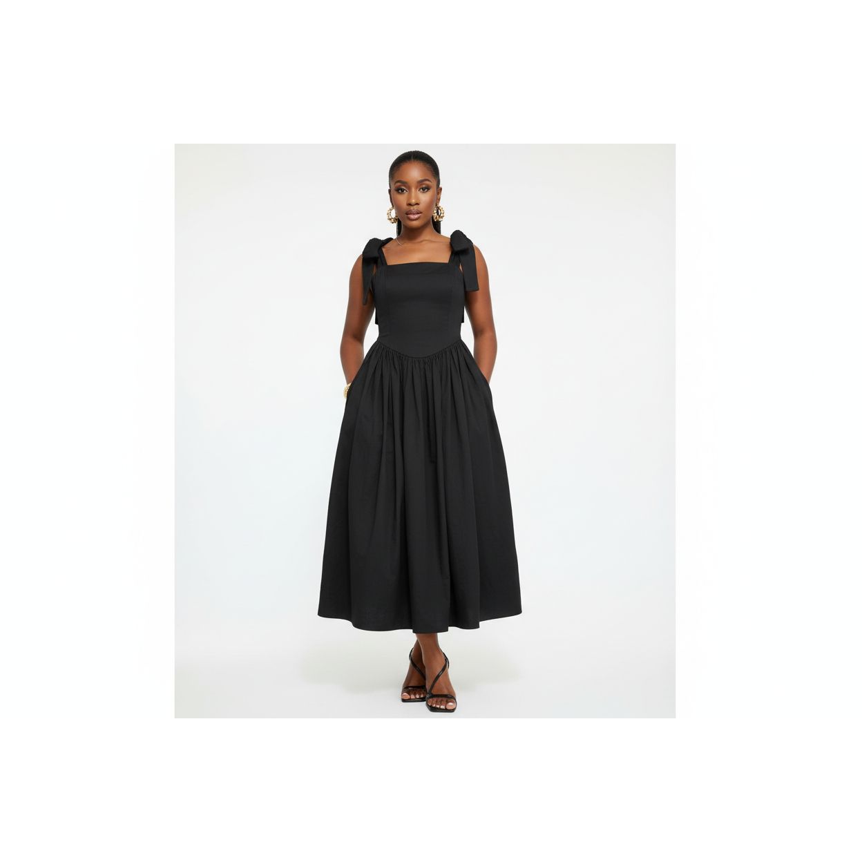 Thick Tie Shoulder Elegant Maxi Dress
