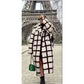 Plus Size Collar Plus Plaid Print Drop Shoulder Overcoat