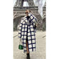 Plus Size Collar Plus Plaid Print Drop Shoulder Overcoat