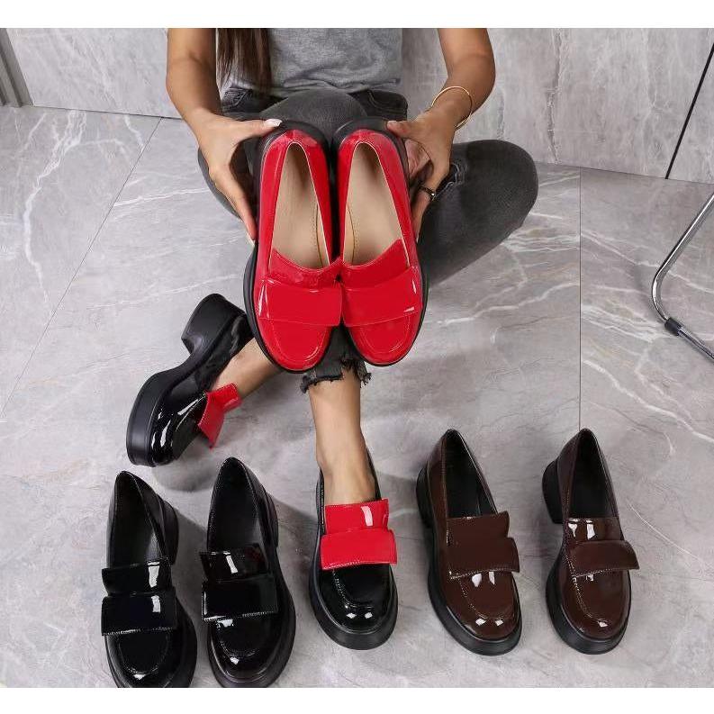 Comfortable Thick Sole, Round Toe Slip-On Versatile Loafer Shoe