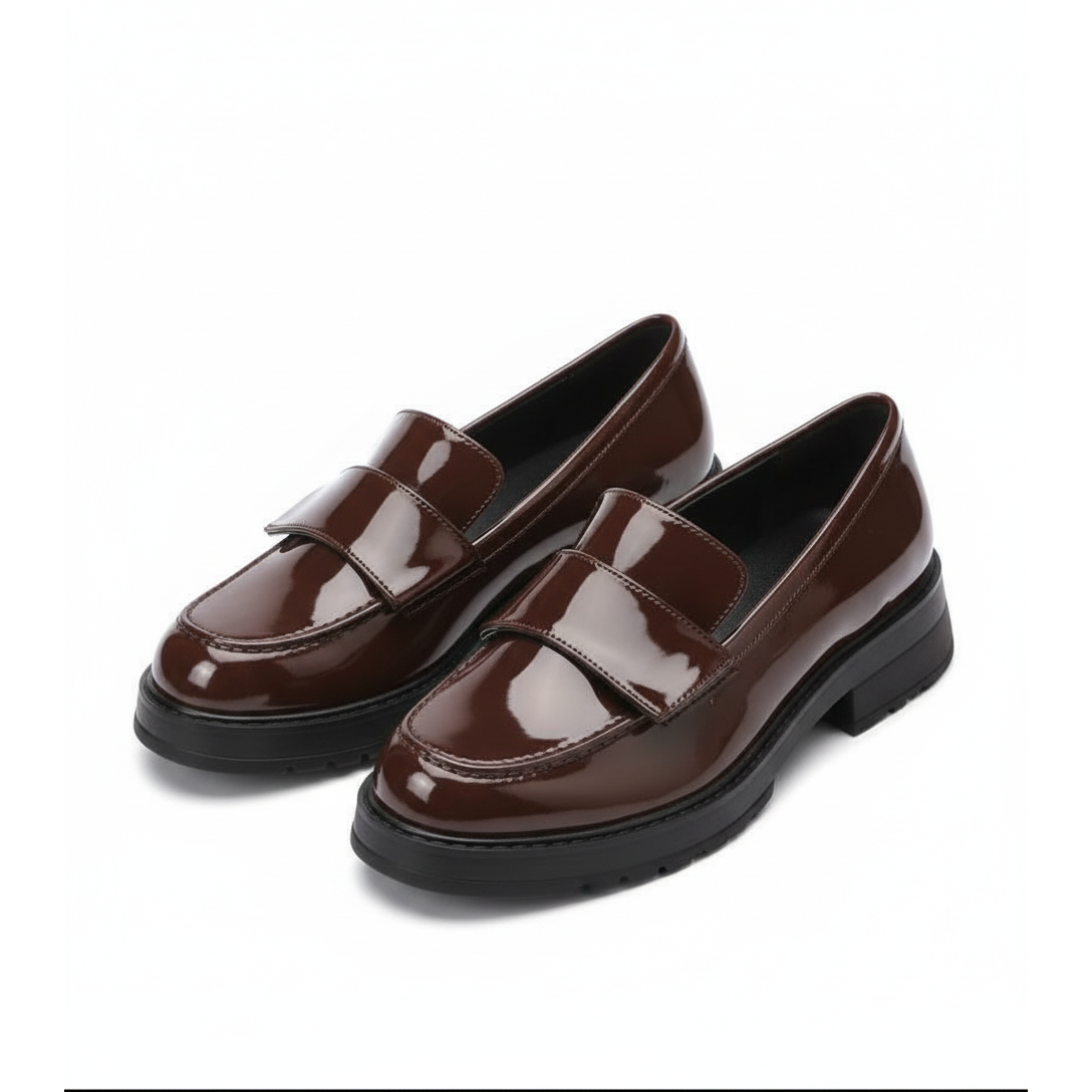 Comfortable Thick Sole, Round Toe Slip-On Versatile Loafer Shoe