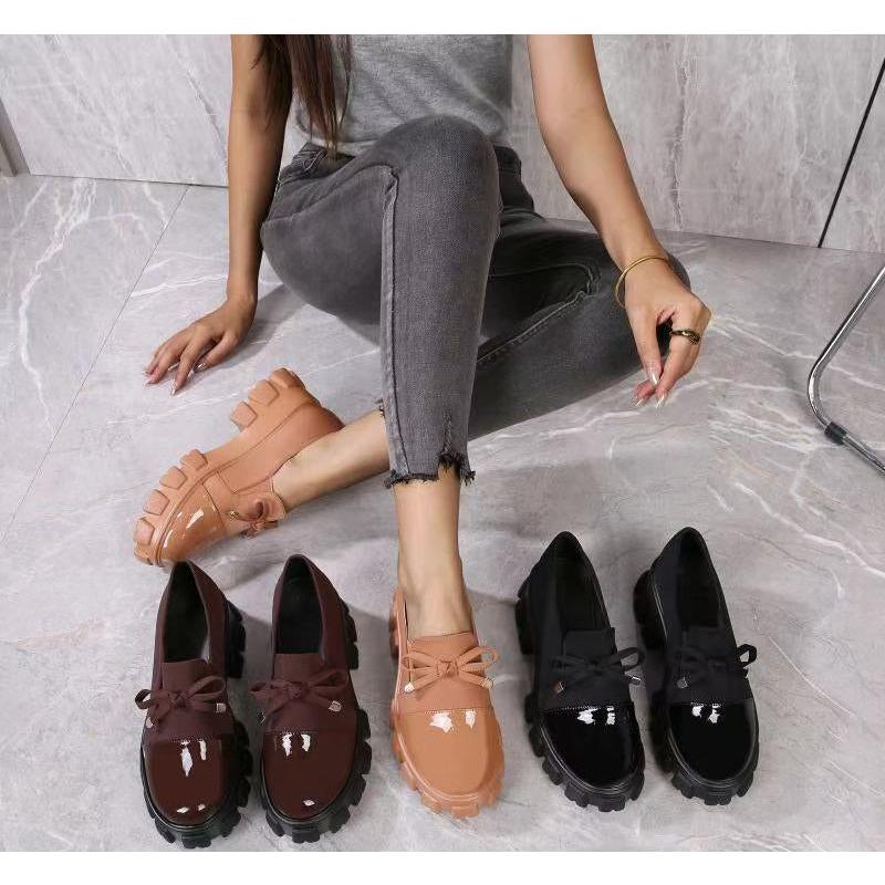 Tight String Chunky Casual Fashion Loafer Shoes.