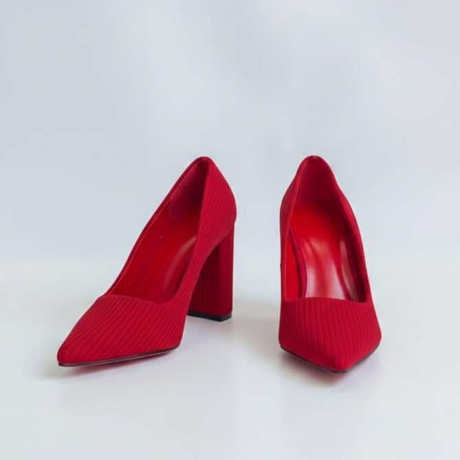Women's High Chunky Block Closed Toe Heels