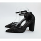 Pearls Decor High Chunky Block Closed Toe Heels