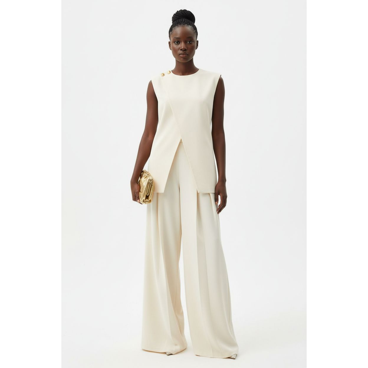 Two-piece Vest & Casual Wide Leg Pants for Office Lady Suit