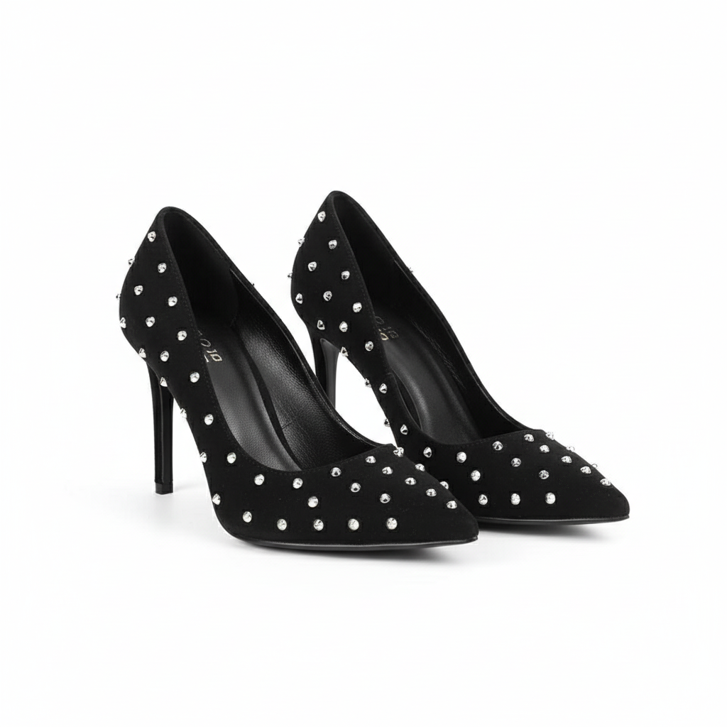 Velvet pointed stiletto single shoes