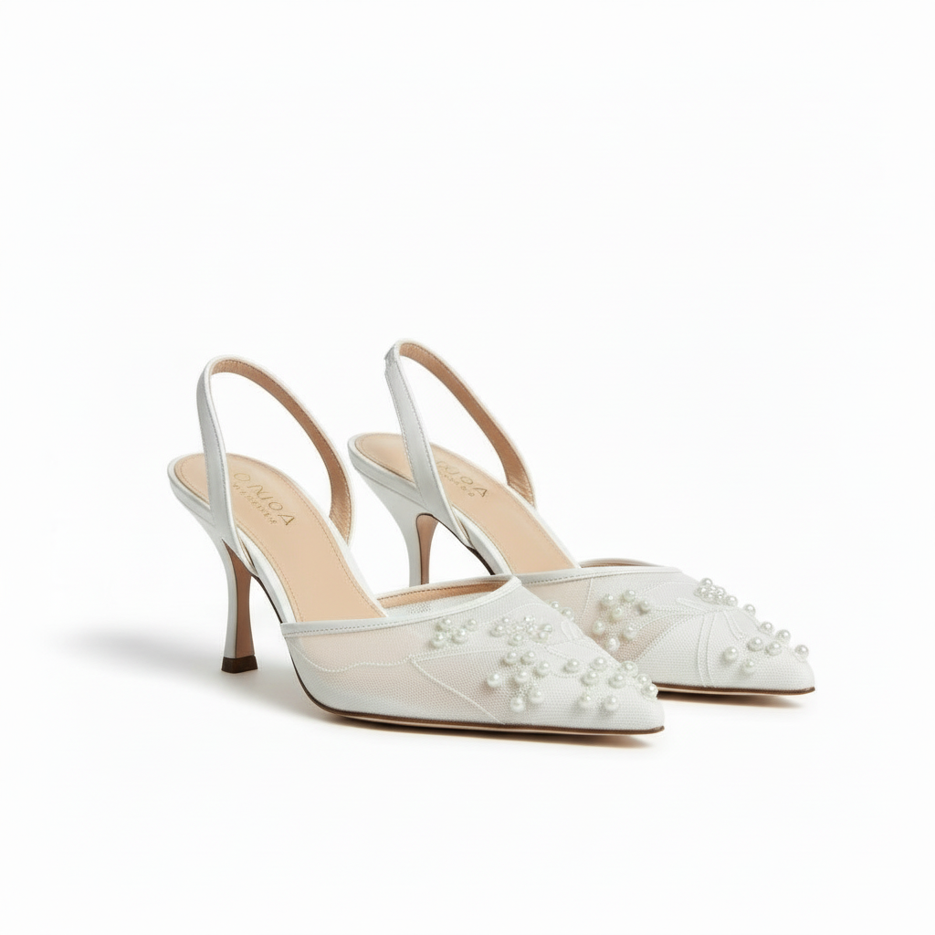 Fashionable High Heeled Pointed Toe Transparent Dress Shoes