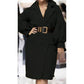 Buttoned Long Sleeves Loose Notched Collar Outerwear Coats
