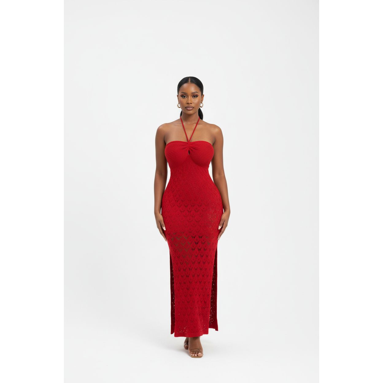 Tie Boobtube Knitted Hollow Out Dress