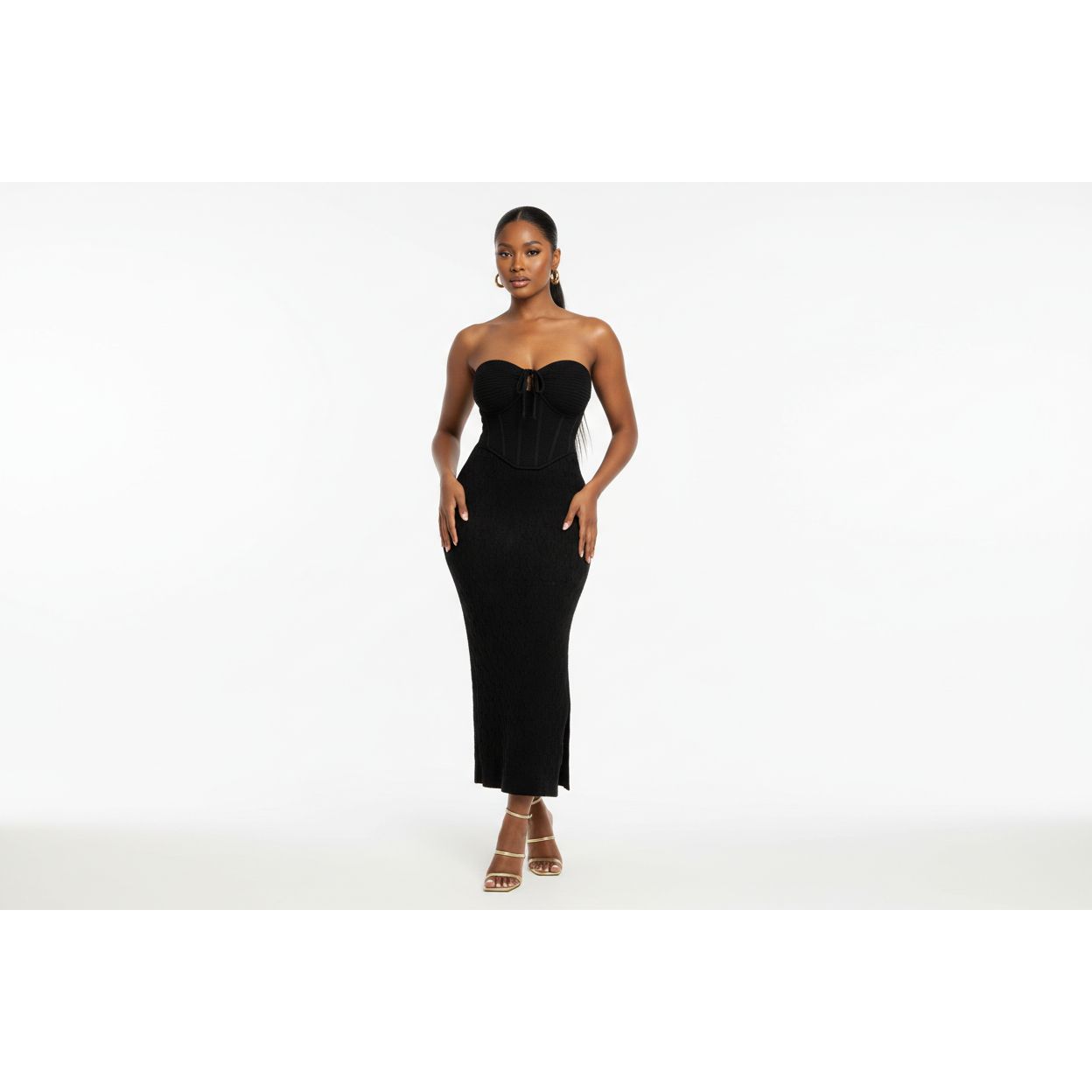 Tie Boobtube Knitted Hollow Out Dress