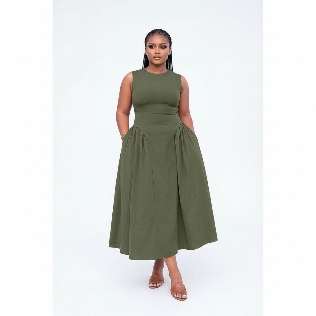 Round neck Short Sleeve Knitted Dress