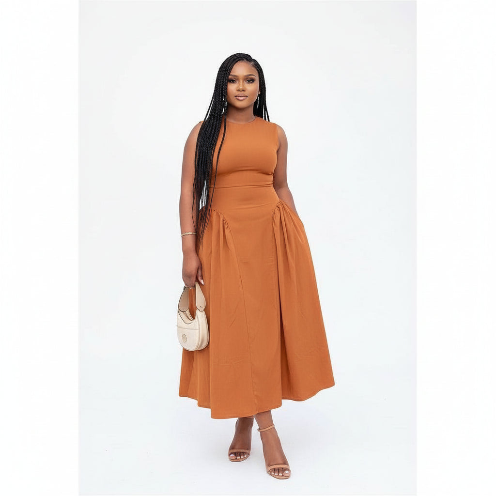 Round neck Short Sleeve Knitted Dress