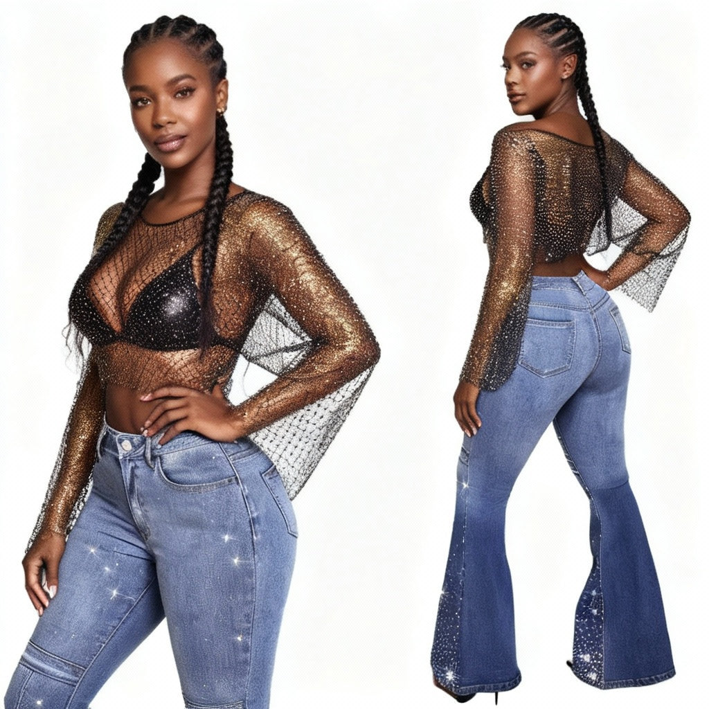 Fashion Casual Straight Wide Leg Denim Pants