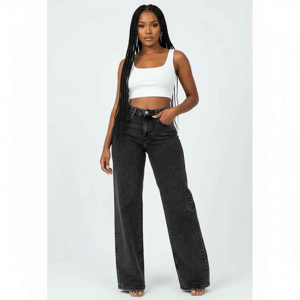 Vintage Straight Wide Leg Denim Pants