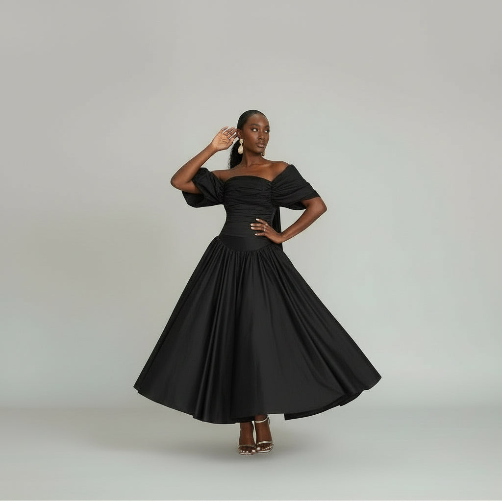 Off Shoulder Sweetheart Rushed Tulle Formal Dress