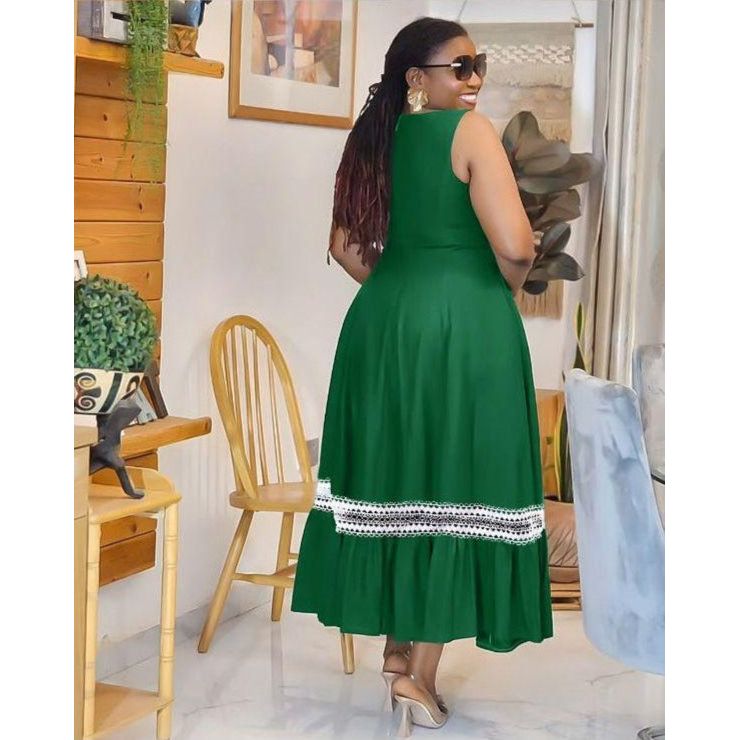 Plus Size Elegant Guipure Lace Panel Cami Dress