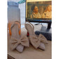 Rhinestone Bow Decor Slingback Court Heel