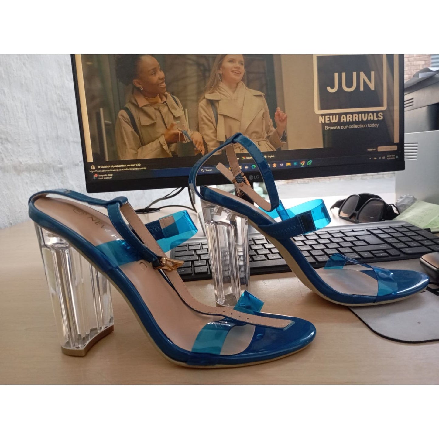 Women's High Heels Open Toe Pumps with straps.