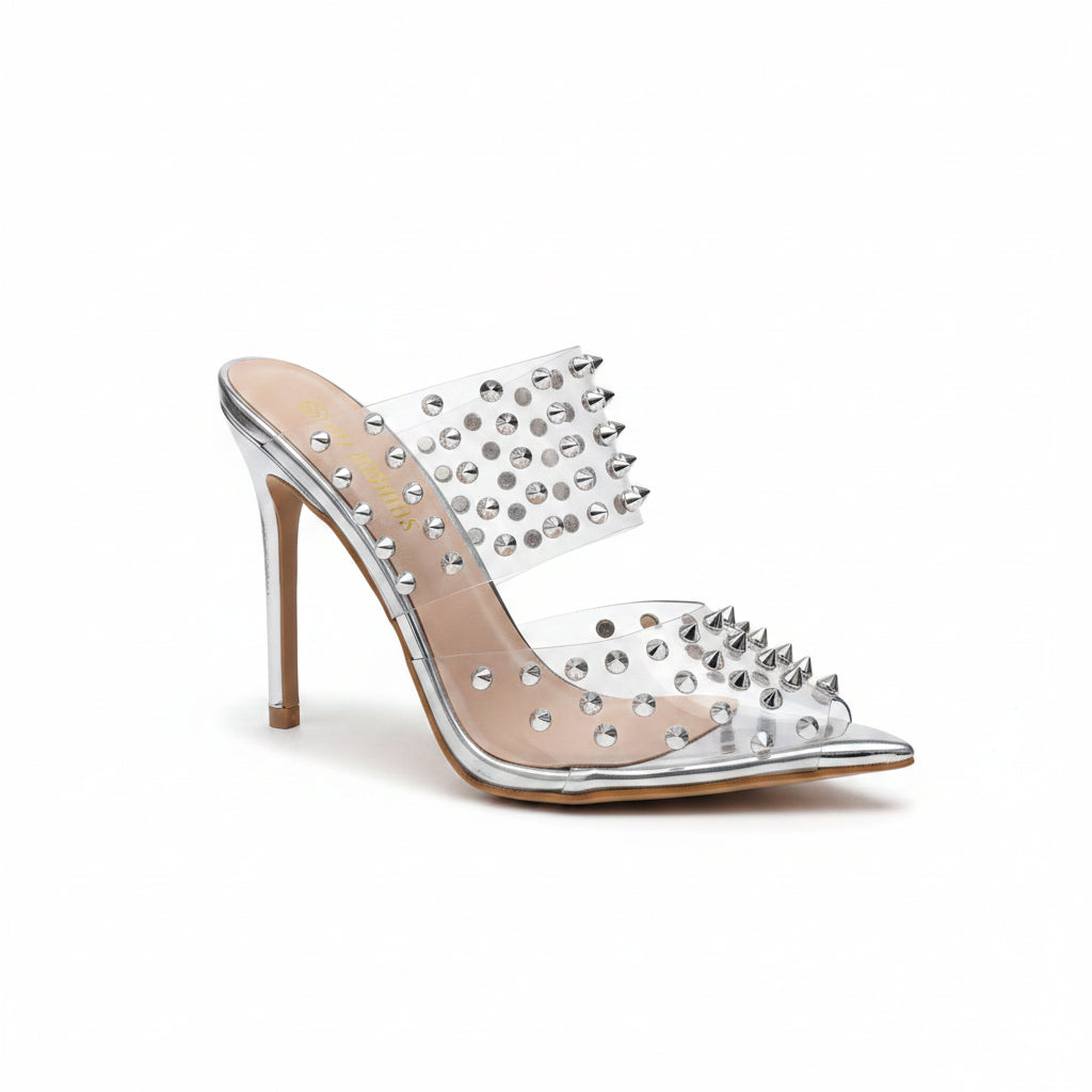 Amber Open Toe Heeled Mules Slides Sandals