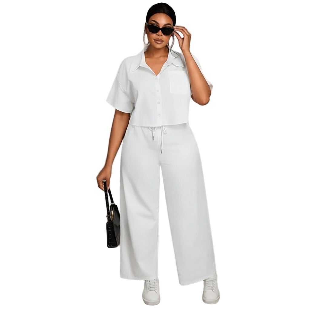 Button-Front Shirt And Straight Pants Sets