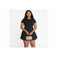 Knit Button Detailed Sexy Short Sleeve Mini Dress.