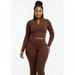 Comfortable Crop Long Sleeve Top & Tight Pants Two Piece Set