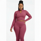 Comfortable Crop Long Sleeve Top & Tight Pants Two Piece Set