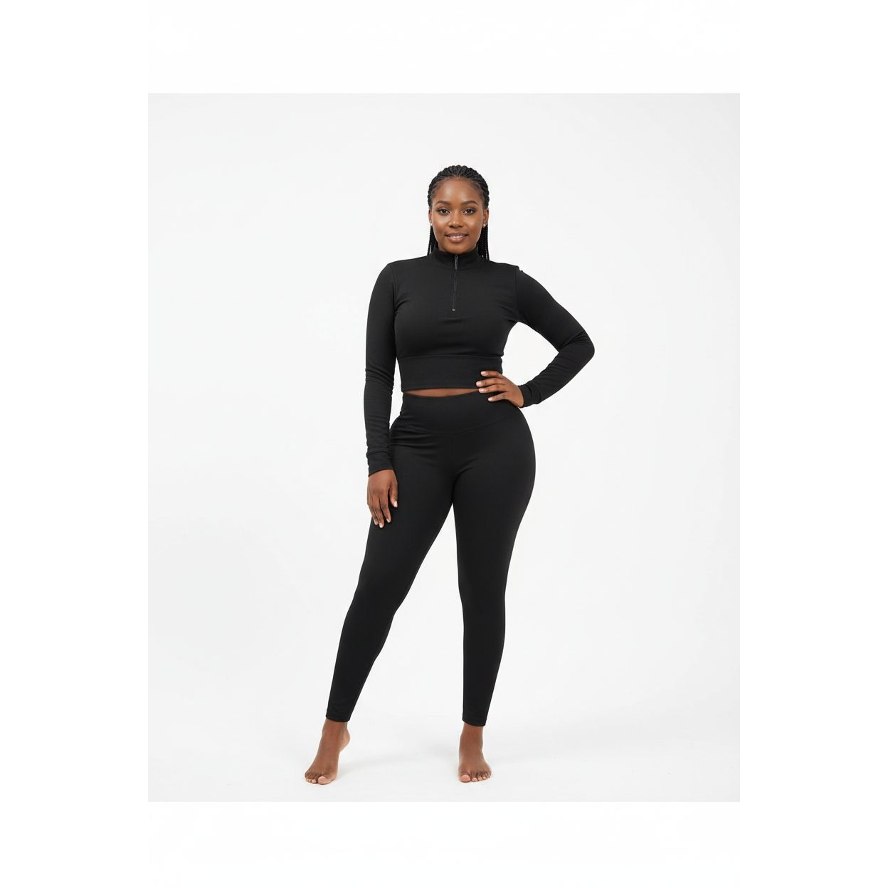 Comfortable Crop Long Sleeve Top & Tight Pants Two Piece Set