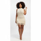 Sleeveless Strings Knitted Solid Color Short Dress.