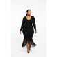 Long Sleeve Bottom Tassel Midi Dress
